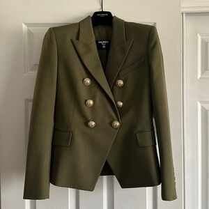 Balmain double breasted blazer, olive green